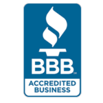 A blue and white logo for the better business bureau.